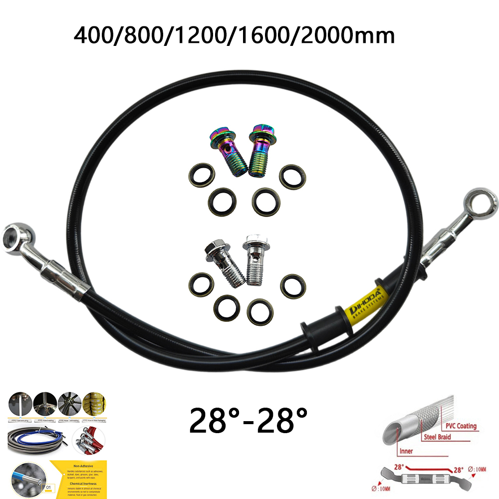 Brake Line Motorcycle - 28 ° -28 ° สายเบรคไฮดรอลิกมอเตอร์ไซค์สแตนเลสสตีลถักสีดำ M10