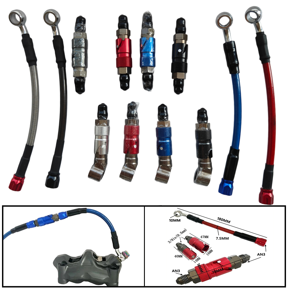 Brake Line Motorcycle - ชุดอะแดปเตอร์สายเบรกแบบถอดเร็ว AN3 สำหรับรถจักรยานยนต์ สายเบรกแบบถัก พร้อมข้อต่อแบบถอดเร็ว สำหรับ