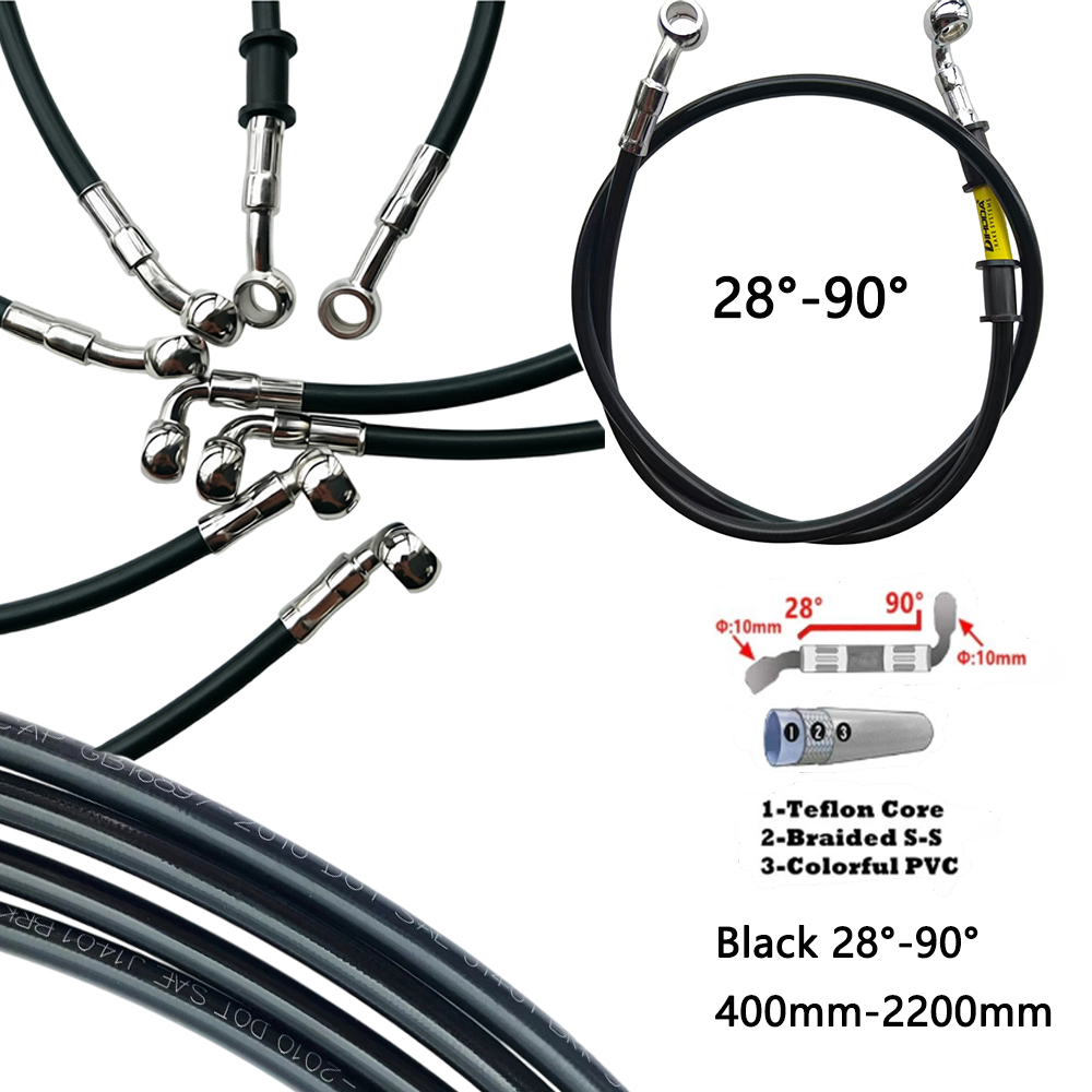 สีดำ 28 ° -90 °   สายเบรกไฮดรอ - Brake Line Motorcycle บทวิจารณ์และราคา